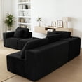 thumbnail image 6 of 132.58" Boneless Couch, Black Modern Sectional Couch for Living Room, Modular U-Shaped 4-Seater Chaise Lounge with Reversible Design, Striped Corduroy Fabric, Freely Configurable Layout, 6 of 8