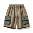thumbnail image 2 of Cmfcve Plus Size Summer Casual Work Shorts for Men Elastic Waistband Drawstring Lightweight Color Block Shorts with Pockets, 2 of 4