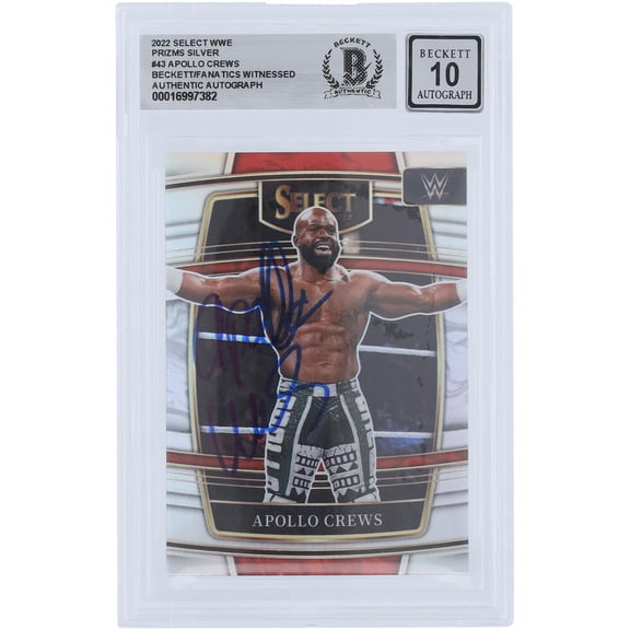 Apollo Crews WWE Autographed 2022 Panini Select Silver Prizm #43 Beckett Fanatics Witnessed Authenticated 10 Card - Fanatics Authentic Certified