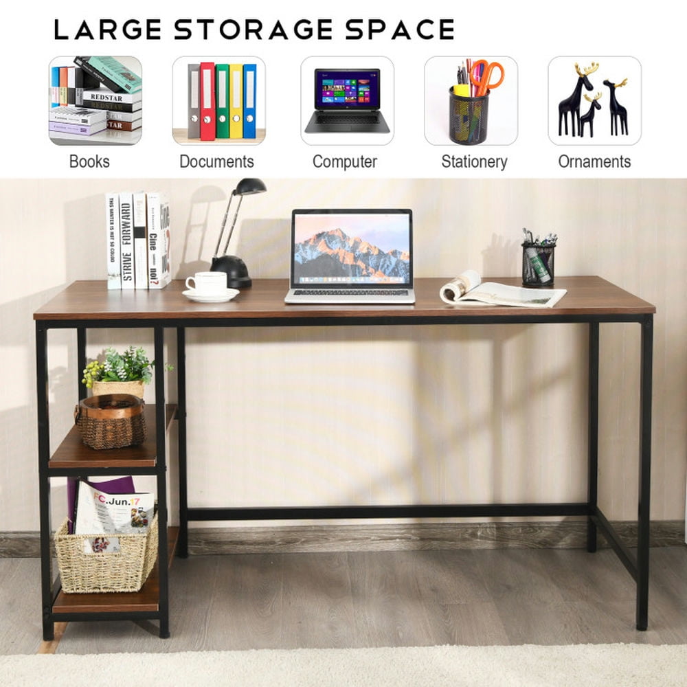 Demi Bonn 5" Computer Desk Office Study Table Workstation Home with Adjustable Shelf, Coffee