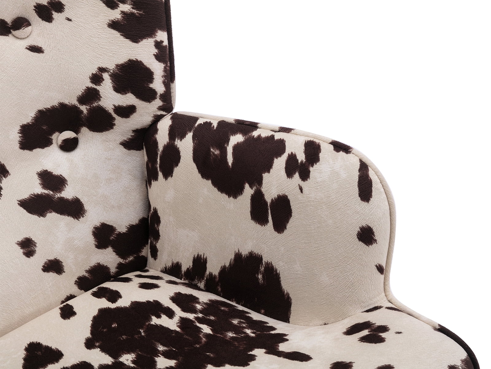 Guyou Modern Rocking Chair, Glider Nursery Chair with Tufted Wingback, Velvet Upholstered Accent Armchair for Living Room Bedroom Nursery, Milk Cow Print