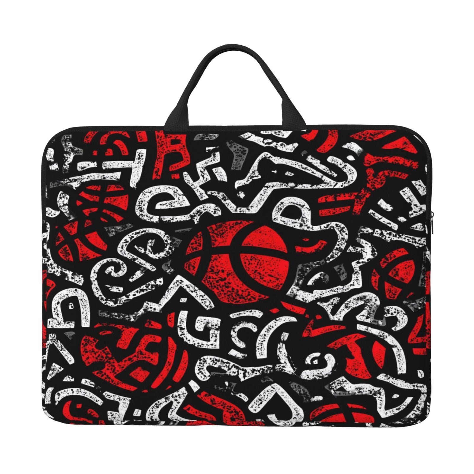 Laptop Sleeve Bag For Women Men 14inch Waterproof Durable Protective Computer Carrying Cover Handle Laptop Case Bag Basketball Street Graffiti Style Black White Red