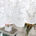 thumbnail image 6 of Flower White Valances Pastoral Embroidery Lace Valance Semi Sheer Lace Cafe Short Curtains for Bedroom Kitchen Decor Elegant Flower Leaves Kitchen Curtain W51" X L16", 6 of 8