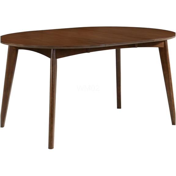 Dark Walnut Oval Dining Table with Removable Leaf, Solid Wood and MDF for 6-Seater