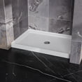 thumbnail image 5 of 32"x48" Rectangular Acrylic Shower Base with 4 Rounded Corners, White, Built-In Flange Design, Center Drain for Easy Installation, 5 of 5