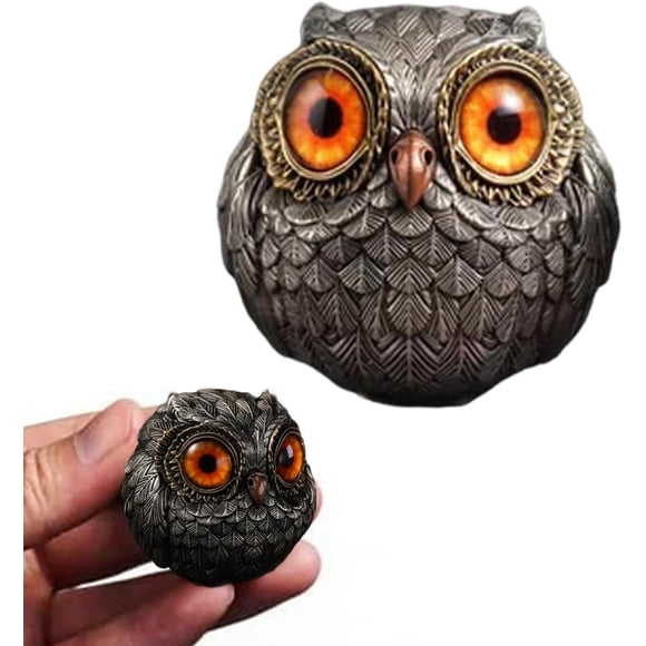 Lucky Hibou Gardien-le Sage Gardien du Feutre, Garde-Cartes Chanceux, Figurines d'Animaux Hibou Réalistes, Ornements de Noël Hibou, Accents de Poche pour les Amateurs de Poker Décoration Énergétique (un Ensemble)