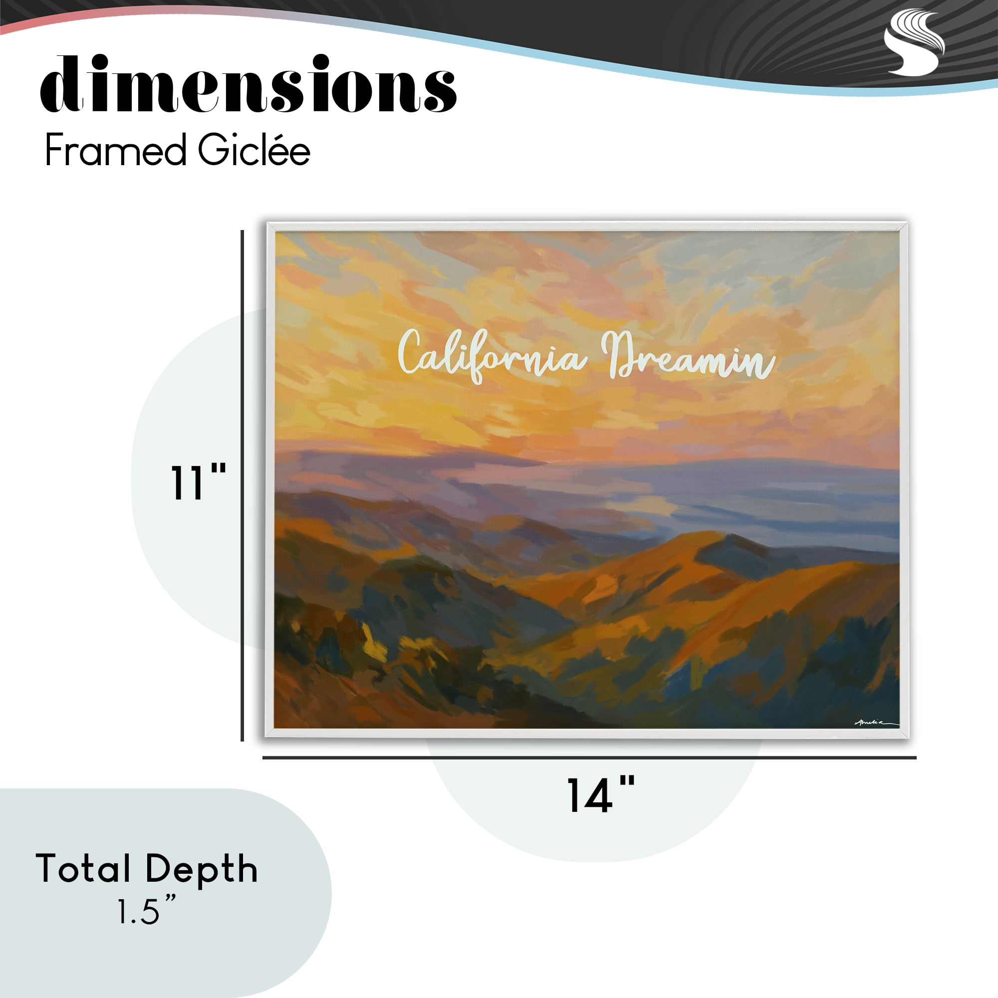 Stupell Industries California Dreamin' Mountains White Framed Giclee Art, design by Amelia Noyes
