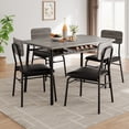 thumbnail image 3 of 5 Piece Dining Table Set for 4 with Storage Rack, 43.3 Inch Space Saving Kitchen Table with MDF Top and Metal Frame, Upholstered PU Chairs for Apartment Small Spaces, Brown Gray Black, 3 of 8