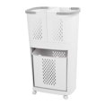 thumbnail image 2 of Cesta para ropa sucia de plástico transpirable fácil de limpiar con ruedas, 2 of 8