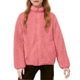 thumbnail image 4 of Drmagiyhm Girls Polar Fleece Jacket Thick Sweatshirt Fuzzy Fleece Lightweight Outerwear Zip-Up Sherpa Jackets Lightweight Winter Coat with Pockets Watermelon Red 4-5 Years, 4 of 4