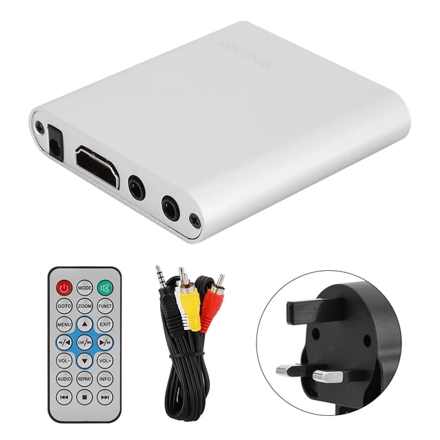 Mini reproductor multimedia digital HDMI 1080P, decodificador de disco duro con control remoto (100-240V), plateado, Reino Unido