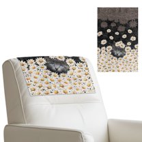 COEQINE Non-Slip Recliner Headrest Protector Faux Leather Recliner Headrest Covers Head Rest Covers with Adhesive Backed Hook and Loop Straps for Pets, 17x27 Inch, Cat Daisy