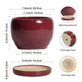 thumbnail image 3 of Maceta de cerámica SQOWL roja de 8 pulgadas con orificio de drenaje y platillo, 3 of 6
