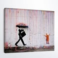 thumbnail image 1 of Cuadro Banksy Lluvia Colores En Canvas Street Art Graffiti, 1 of 4