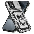 thumbnail image 3 of for iPhone 17 Rugged Phone Case with Sliding Camera Cover, Kickstand TPU Bumper Drop Proof Durable Military Grade Protective Case Cover for iPhone 17, Silver, 3 of 9