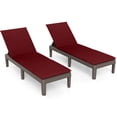thumbnail image 2 of Gymax 2 Pcs Chaise Longue de Patio Fauteuil Inclinable avec Dossier Réglable 3 Positions et Coussin Brun et Rouge, 2 of 9