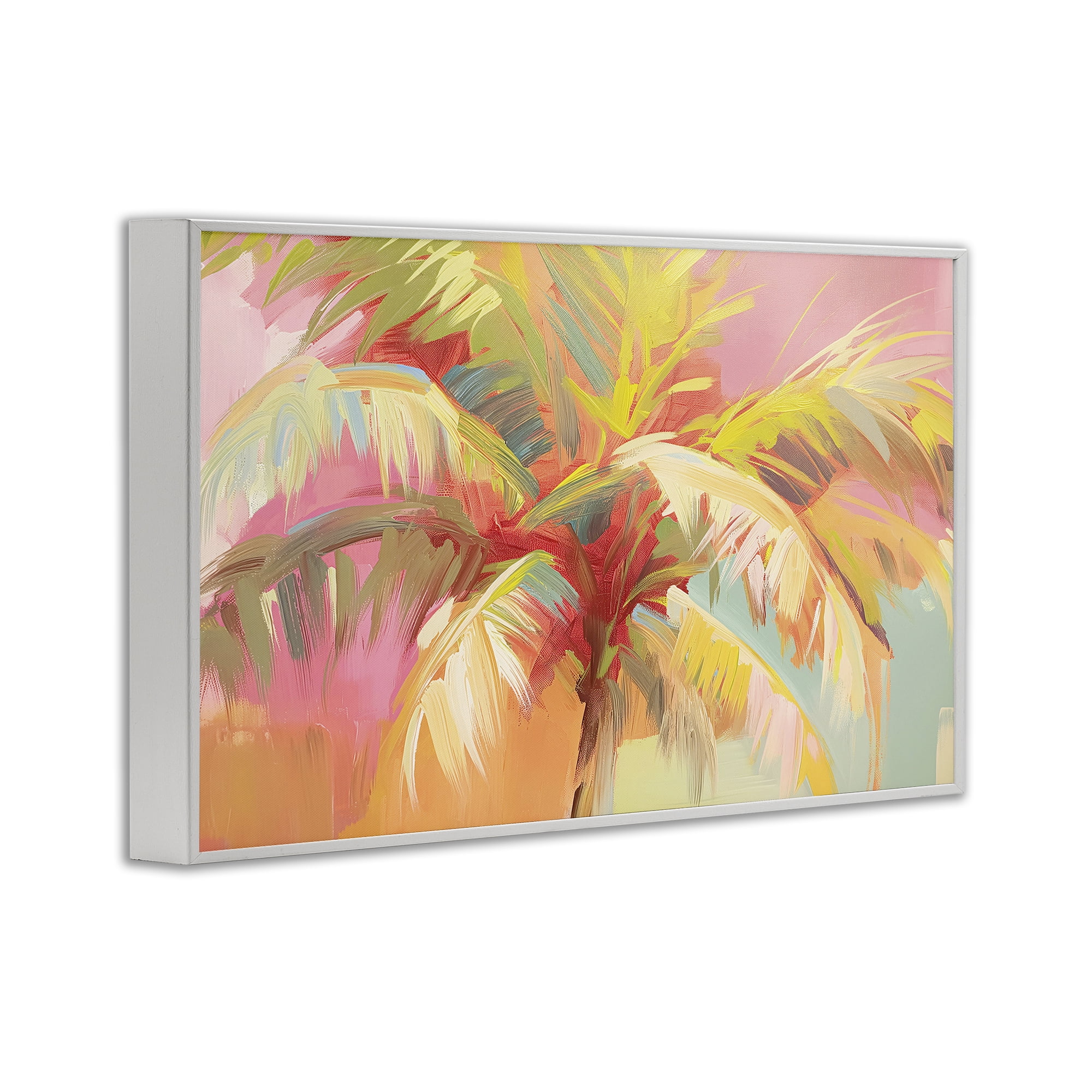 Stupell Industries Warm Palm Leaf Impressions White Framed Giclee Art, design by Jacky Ngan