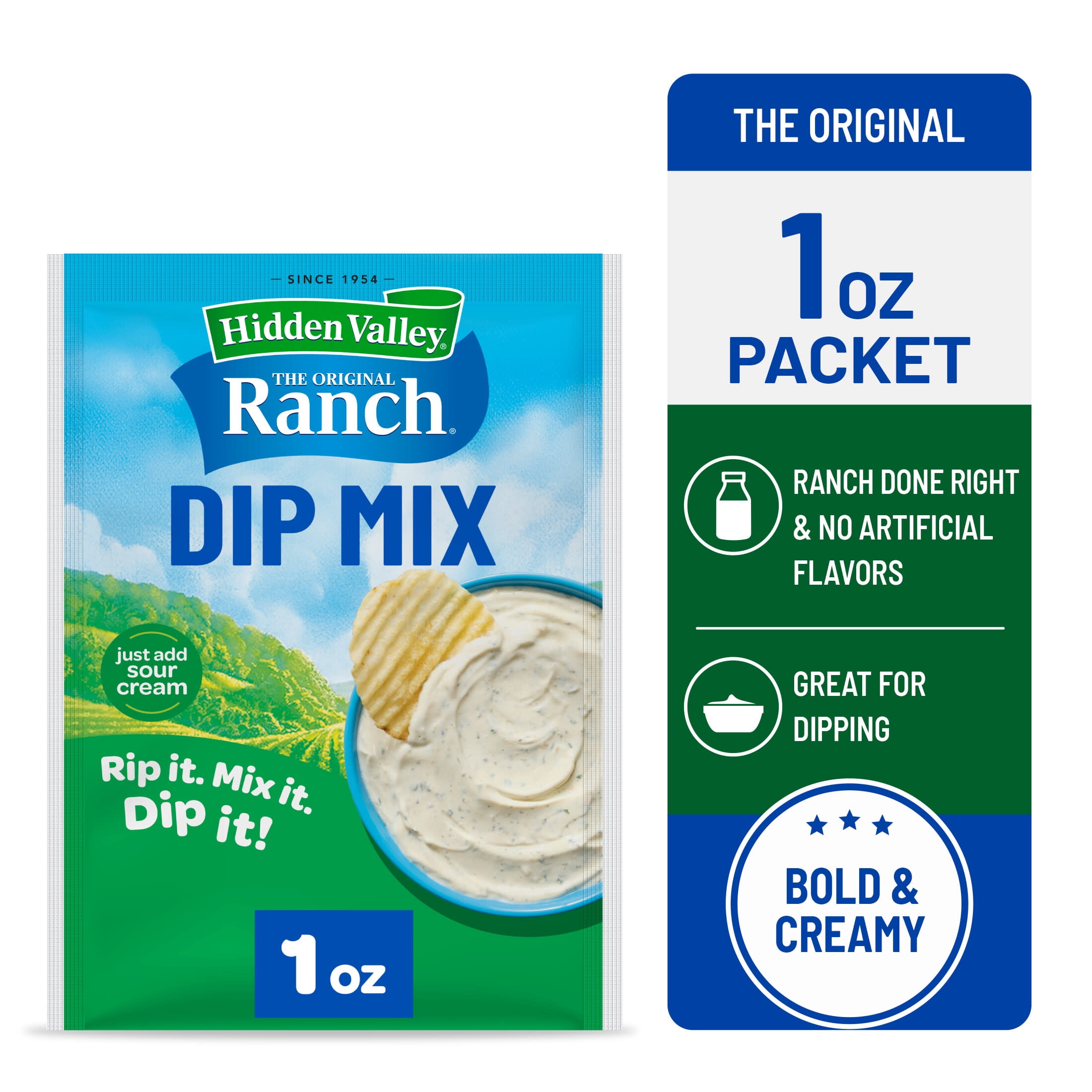 (8 pack) Hidden Valley Original Ranch Dip Mix, 1 oz Packet