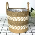thumbnail image 4 of Versatile Woven Rattan Flower Basket Planter for Indoor/Outdoor Use, Floor Standing Storage Organizer with Handle, Decorative Sea Grass Basket for Home, Balcony, and Garden Decor, 4 of 6