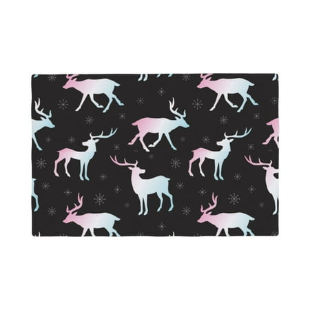 

Placemats Set of 4 Aesthetic moose snowflakes black Heat Resistant Non - Slip Place mats Waterproof table mat for Kitchen Dining-6片装