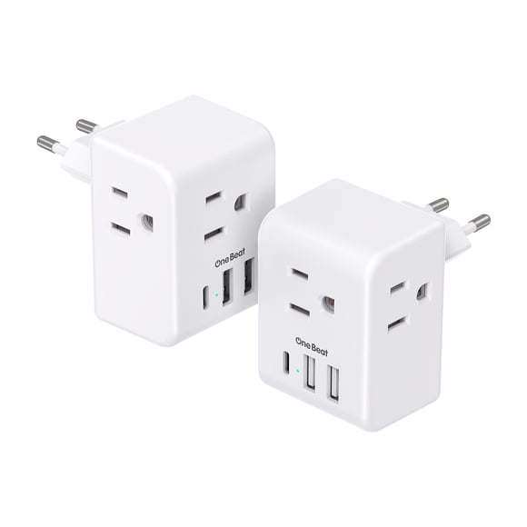 Adaptador de enchufe de viaje One Beat 6 en 1, alimentación de la UE, 3 enchufes, 3 USB