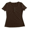 thumbnail image 3 of yunLCZ Basic T Shirts 2025 New Women's Square Collar Up T Shirt, 3 of 4