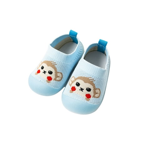 

Daeful Kids Crib Shoes Cartoon Walking Shoe Knit Upper Sock Sneakers Gym Comfort Elastic Slip On Casual Sneaker Blue 6.5C