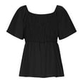 thumbnail image 5 of Women’s V Neck Smocked Peplum Top Ruffle Short Sleeve Babydoll Shirred Blouse Fashion Trendy Clothes Outfits 2025, 5 of 8