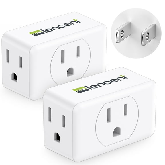 LENCENT 2 to 3 Prong Outlet Plug Adapter, Multi Wall Plug splitter,3 Way Outlet Extender,Travel Power Adaptor 3 AC for US to Japan-Type A,2 PACK