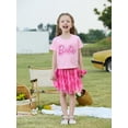 thumbnail image 4 of Barbie Girls Dresses Sets 3 Piece Outfit Set Graphic T-Shirt Plaid Tulle Skirt with Scrunchie Girls Fashion Sizes 6-7Y, 4 of 11