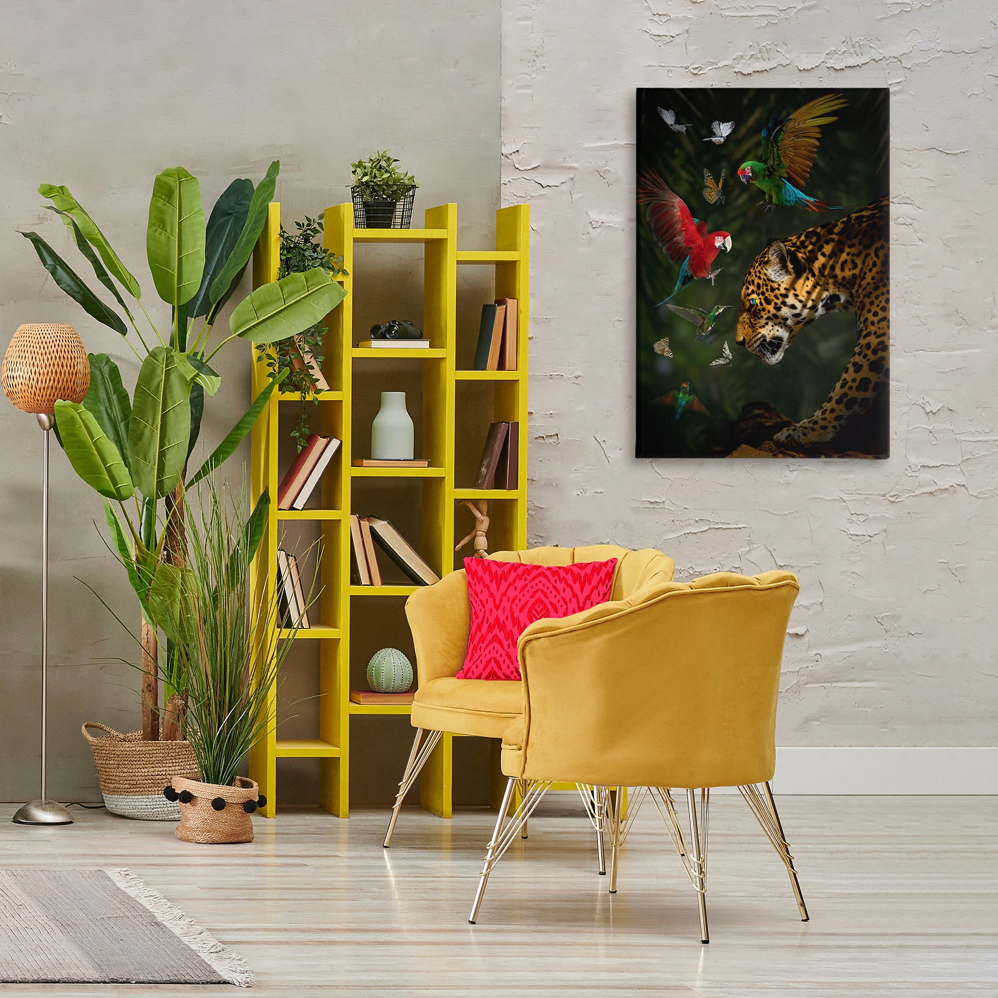 Stupell Industries Jungle Brawl Animals Animals Painting Wrapped Canvas Art Print Wall Art, 24 x 36