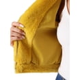 thumbnail image 5 of Abrigo de piel sintética casual para mujer INSPIRE CHIC con cremallera, capucha y corte corto, forro de felpa, color amarillo, 5 of 5