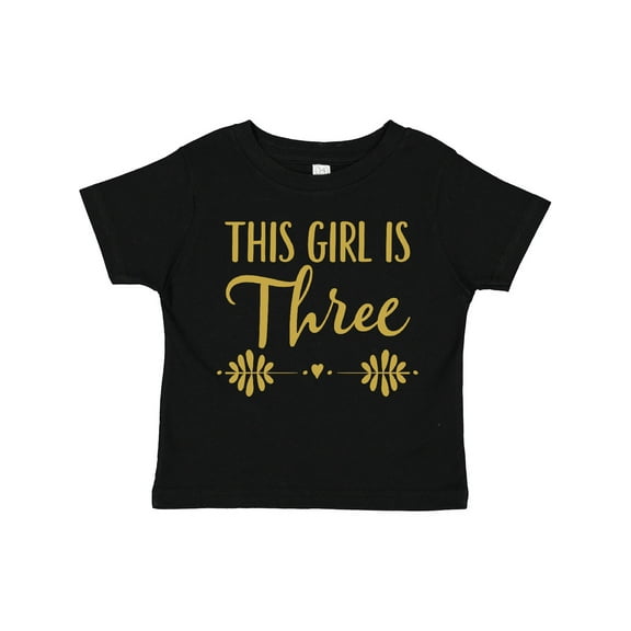Inktastic 3rd Birthday Gold 3 Year Old Party Photo Girls Toddler T-Shirt