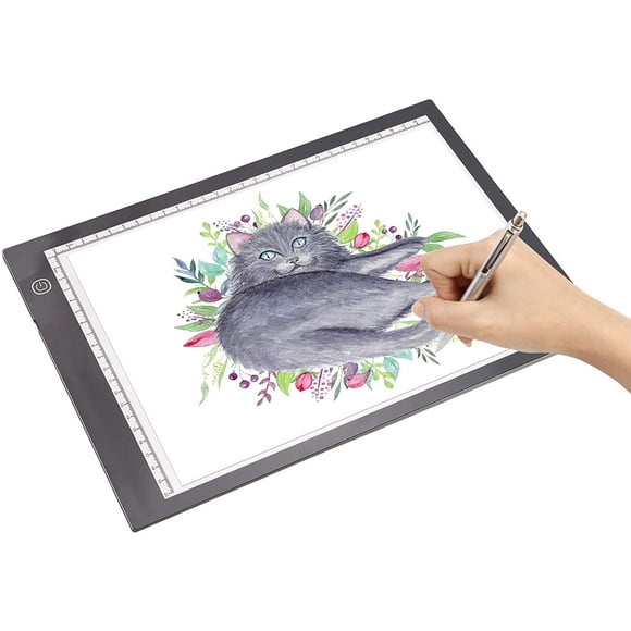 Light Pad, A4 LED Light Pad Tracer 3mm Ultra-Thin Drawing Board Copyboard Stepless Dimming USB Powered with S les for Artist Animation Designing Sketching Calligraphy Diamond Painting Suppl