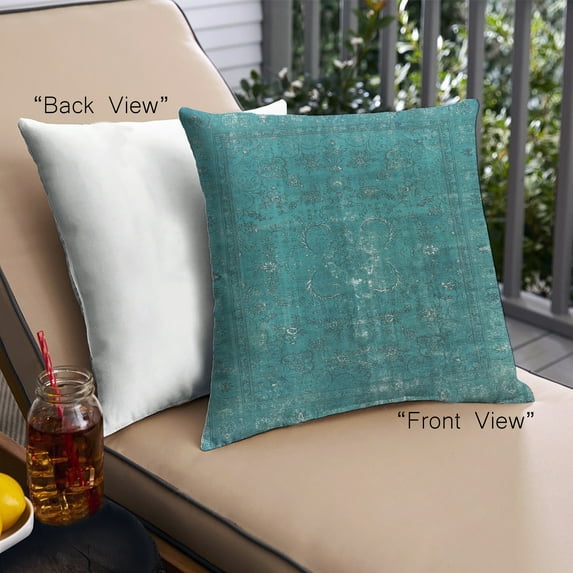 Ahgly Company Outdoor Square Mid-Century Modern Throw Pillow, 18 inch by 18 inch