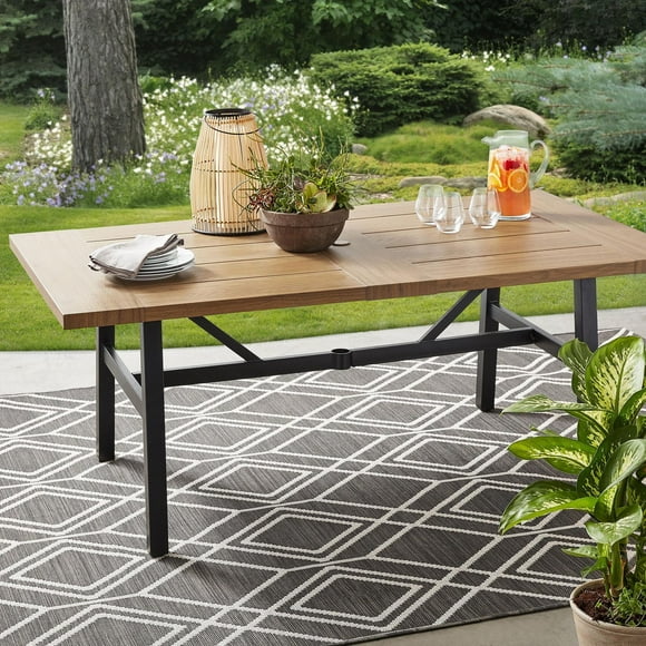 Better Homes & Gardens Kennedy Pointe Steel Patio Outdoor Dining Table, Brown