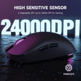 thumbnail image 3 of MAGIC-REFINER G6 BT Wireless Gaming Mouse, 24000 DPI, 1000Hz Polling Rate, 300 IPS, 35G Acceleration, 72g Lightweight, 750mAh Battery, Includes White Grip Tape & Braided Cable（Black）, 3 of 9