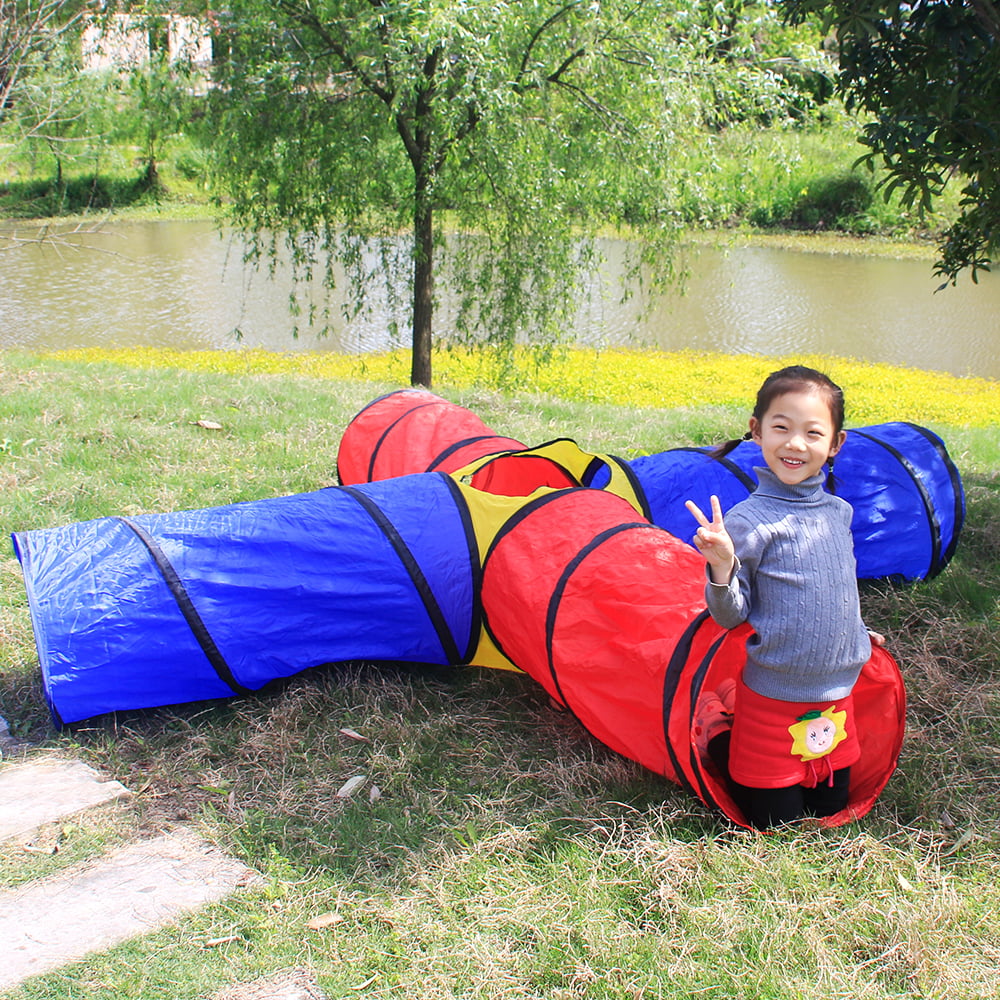 6 feet Play Tunnel Kids Tent Children Pop-up Adventure Tube Pets Crawl Hide Toy 
