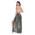 thumbnail image 3 of FORMRS Womens Long Sarong Beach Wrap Semi-Sheer Bikini Skirt Bathing Swimsuit Cover Up, Hand Drawn Christmas Trees, 3 of 7