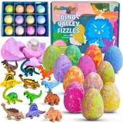 Fun Little Toys 12 Pcs Tubbi Bubbi Dinosaur Egg Bath Bomb,Bath Bombs for Kids,Bubble Bath Fizzies Toys for Kids,Birthday,Xmas,Easter Basket,Gifts for Kids,Boys and Girls