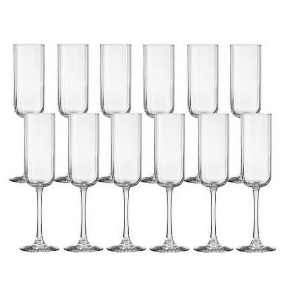 Libbey Linear 7.5 oz. Flute Glasses - Pack of 12 | Vertical Paneled Facets