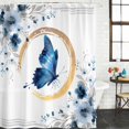 thumbnail image 3 of Shower Curtain Bathroom Set Watercolor Butterfly Flower Leaf Waterproof Fabric Shower Curtains with Grommets&Hooks, Blue Gray Floral Plant Privacy Bath Curtain for Bathtub 48x72in, 3 of 9