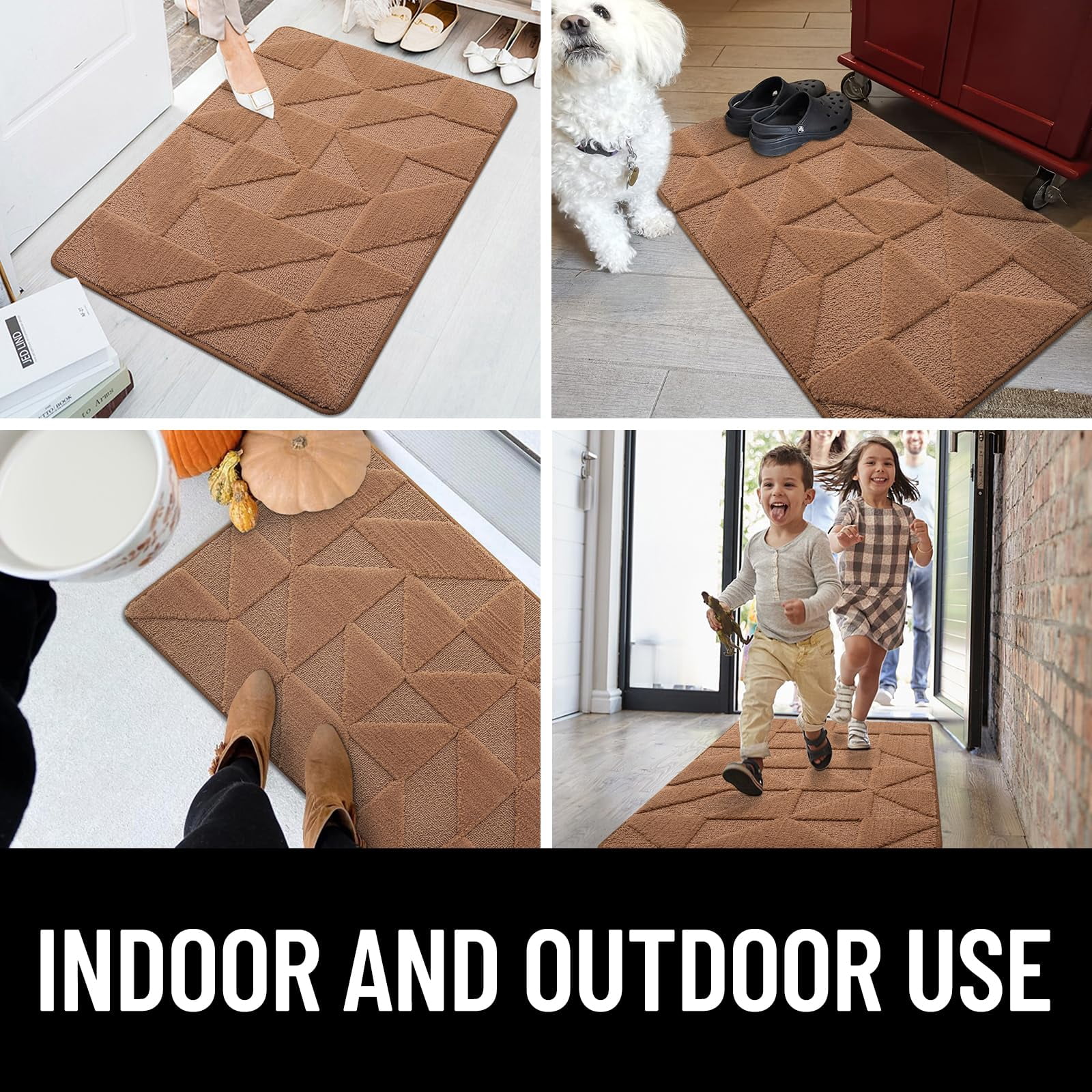 Buganda Indoor Doormats, Absorbent Trapper Dirt Door Mats, Non Slip Low Profile Inside Doormats for Entryway, 20x32, Brown