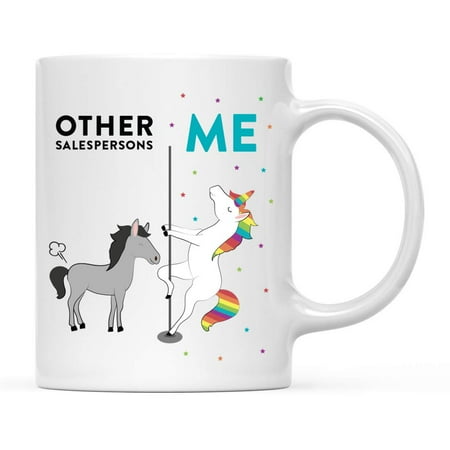 

Funny Quirky Ceramic Coffee Tea Mug Thank You Gift Other Salespersons Me Horse Unicorn 1-Pack Birthday Christmas Gift Ideas Coworker Him Her Gift Box 11oz