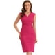thumbnail image 2 of Vestido de oficina de trabajo para mujer, sin mangas, cuello en V, con cinturón, vestidos de lápiz Fucsia L, 2 of 2