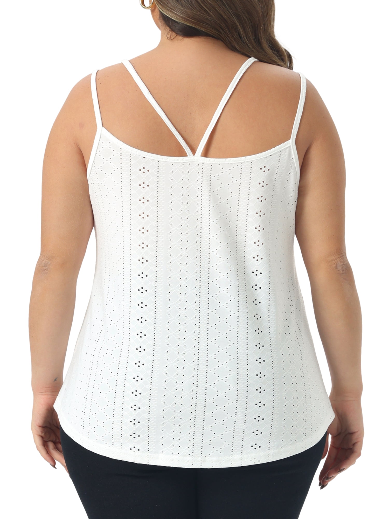 DARING DIVA Women's Plus Tank Tops Sleeveless Spaghetti Strap Loose Fit 3X White