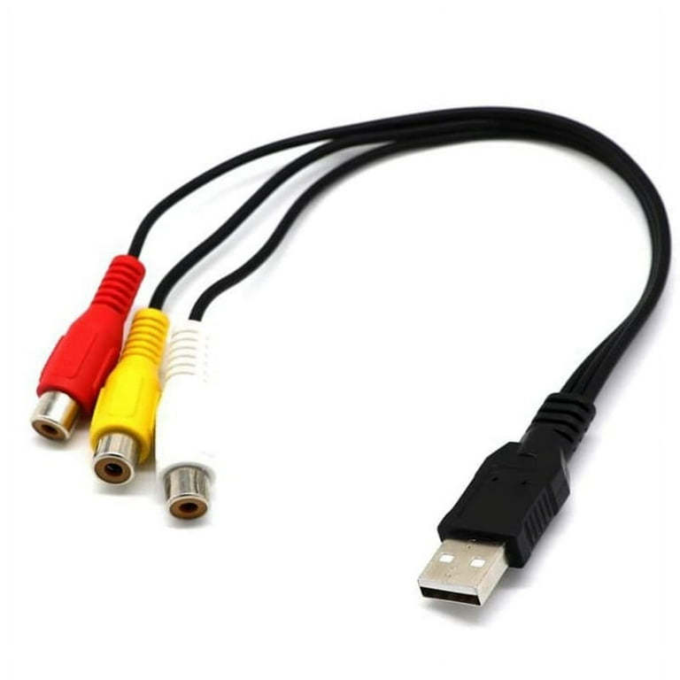 USB to RCA Cable,3 RCA to USB Cable,AV to USB, USB 2.0 Female to 3 RCA Male  Video A/V Camcorder Adapter Cable for TV/Mac/PC 5feet/1.5M