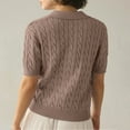 thumbnail image 7 of Clearance!NMMUED Short Sleeve Sweater for Women, Summer Sweaters for Women Lightweight, Lightweight Sweaters for Women, Lapel Collar Shirt Women, Knit Tops for Women, Pink M, 7 of 7