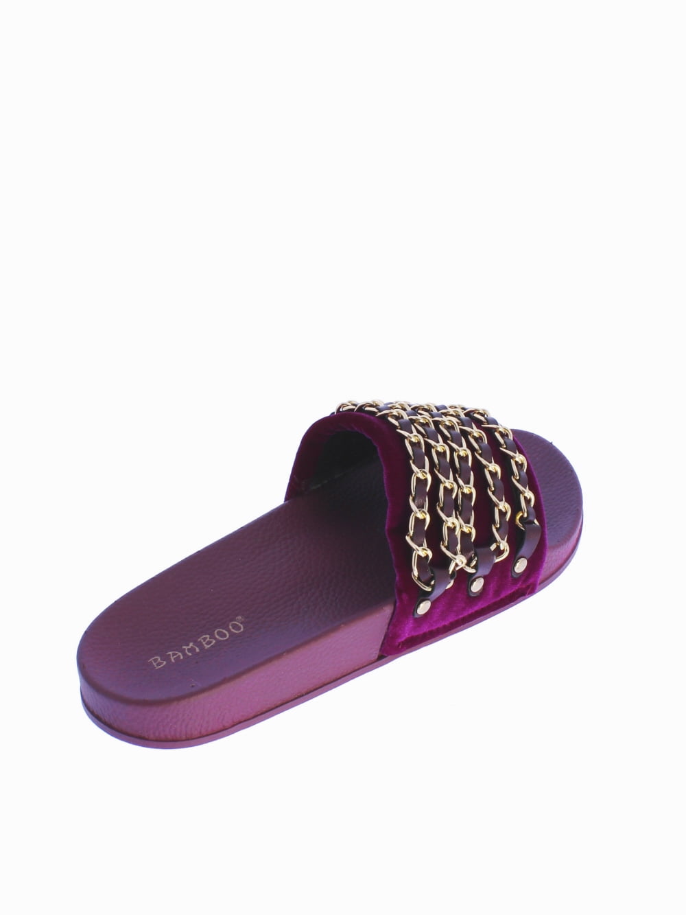Bamboo Cozy-03 Velvet Slide Sandal in Purple
