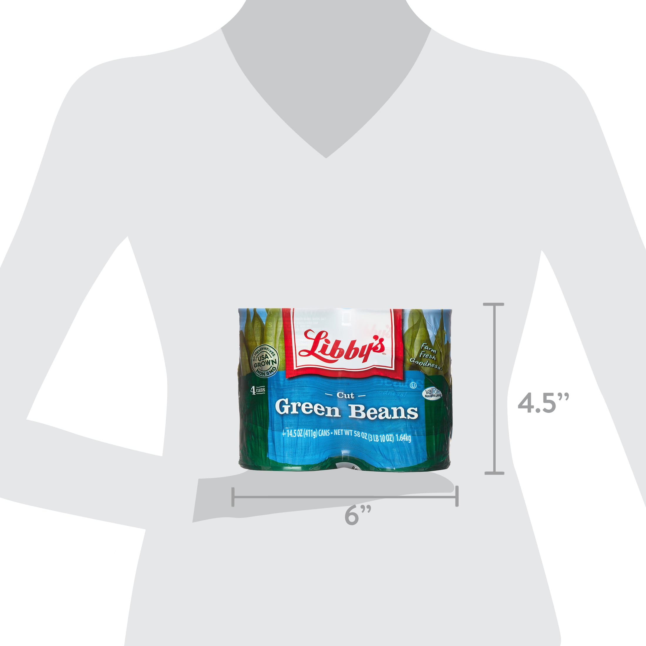 (6 pack) (4 pack) Libby's Cut Green Beans, 14.5 oz